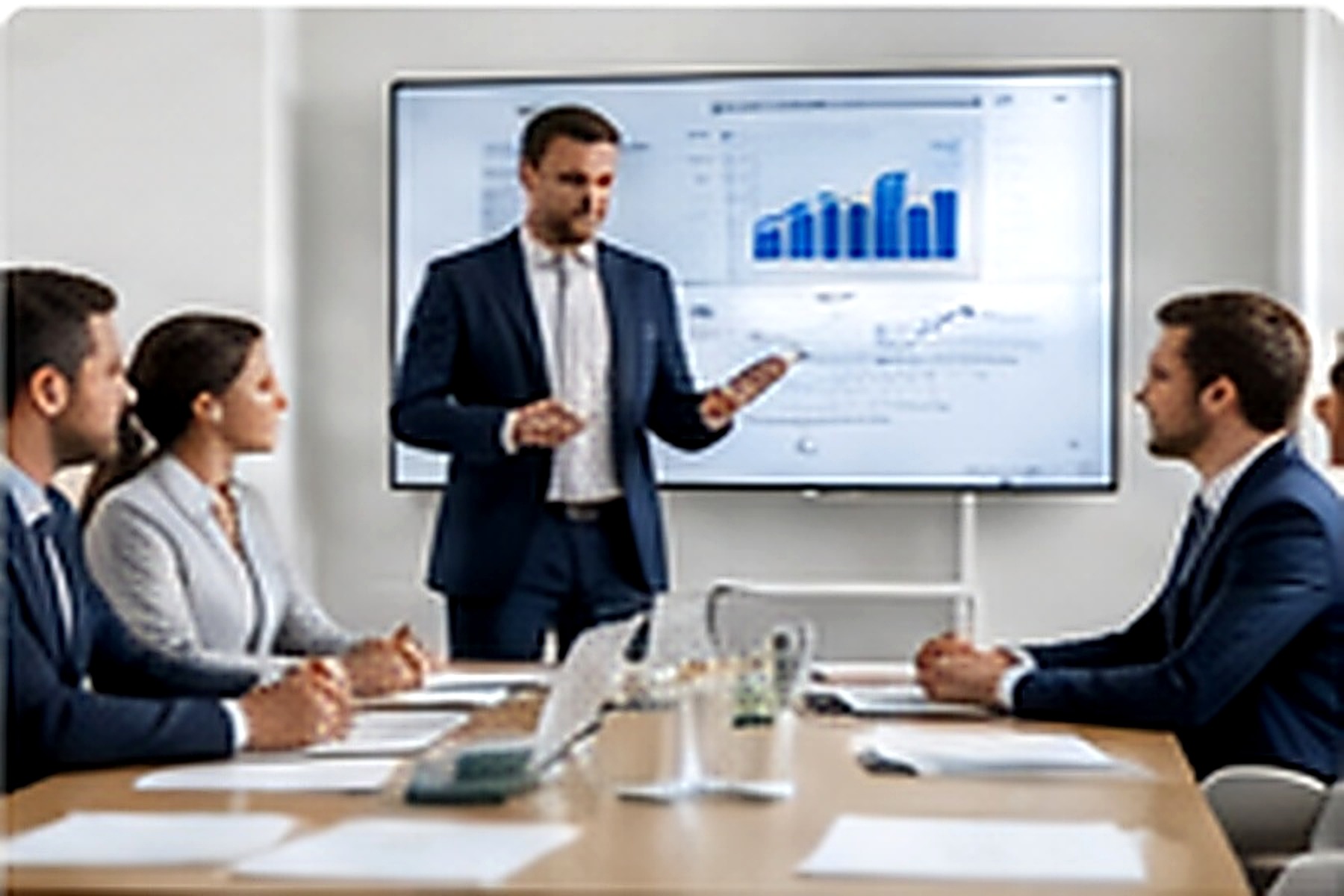 Unternehmensberatung mit Strategiepräsentation und Diagrammen